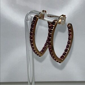 NWOT Chuck Clemency Rose Gold Plated Sterling Silver Genuine Garnet Earrings